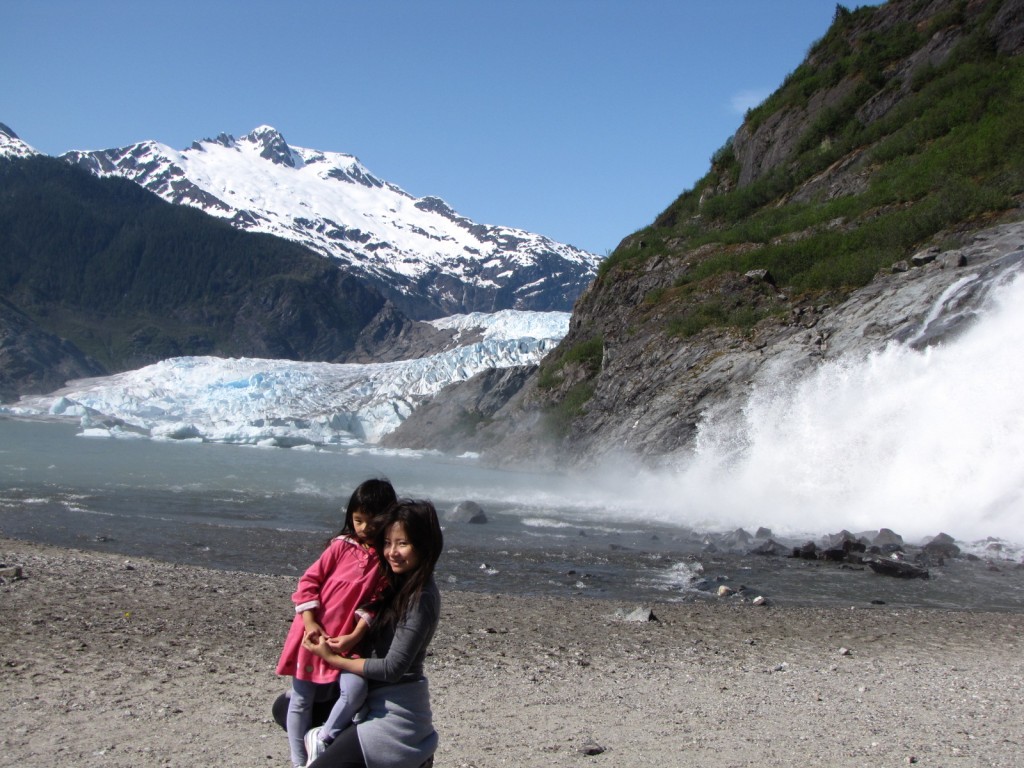 me and annabelle before glacier and waterfall